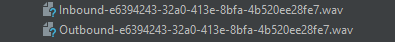 Screenshot showing sample WAV files for inbound and outbound tracks.