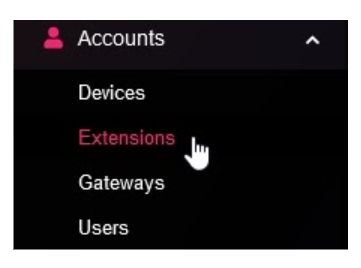 Selecting the Extensions item in the Accounts menu.
