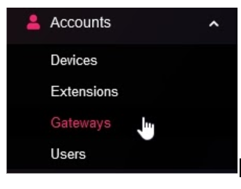 The Gateways item under Accounts.