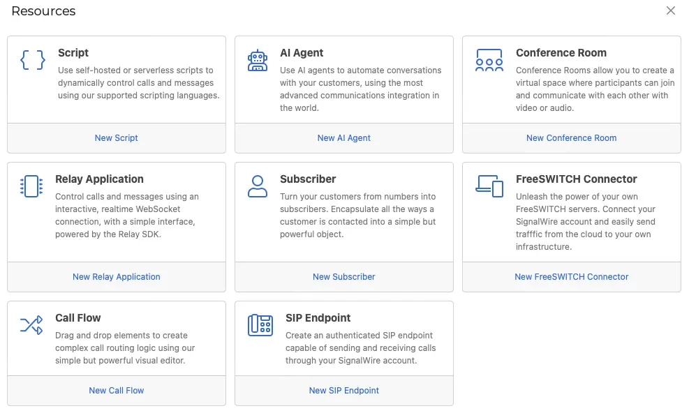 Resources selection.