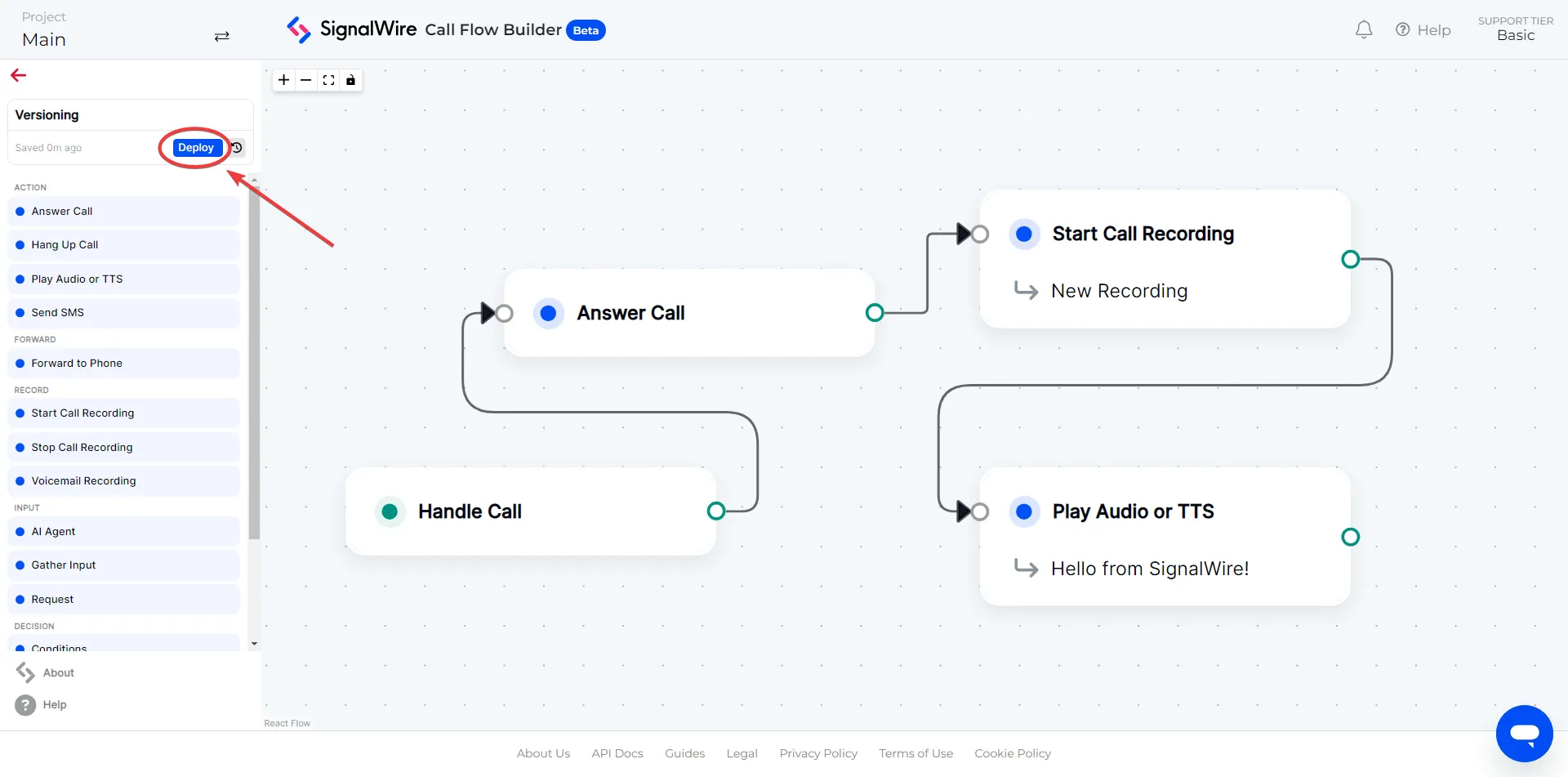 Deploying a new version of a Call Flow.