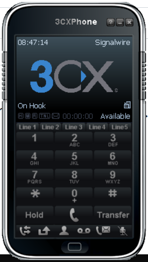 A screenshot of the graphical 3CXPhone interface displaying the 'Available' dialog.