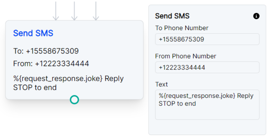 Sending a SMS with a variable in Call Flow Builder